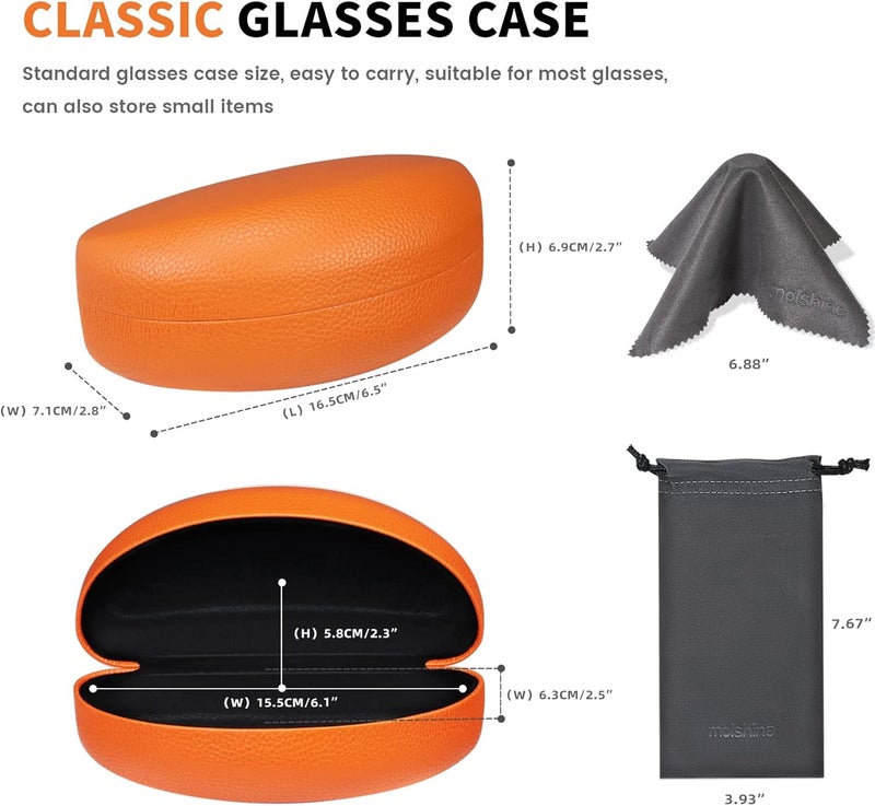 molshine Hard Shell Sunglasses Case,Classic Large Glasses Case for Sunglass,Eyeglasses with Cleaning Cloth,Pouch - Image 3